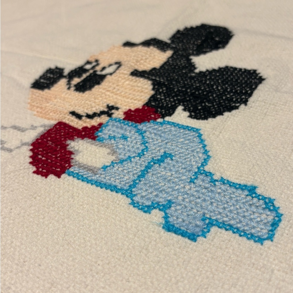 Vintage Handmade Cross Stitch Mouse Character Textile Cover Pillow Sham? - Picture 2 of 10
